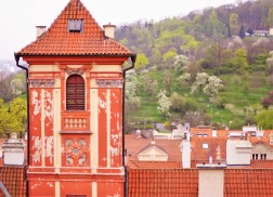 Vue du château de Prague sur la ville et le parc